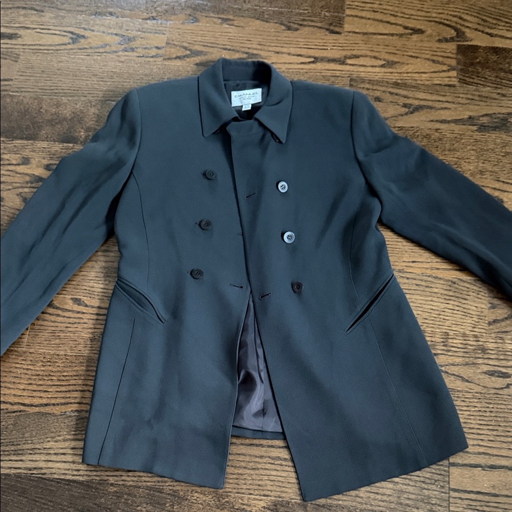 Emanuel Ungaro Dark Gray Pea Coat wool Sz 8 42 petite